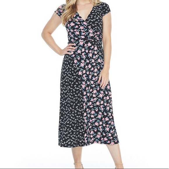 Maggie London Mixed Print Midi Dress - Picture 2 of 4